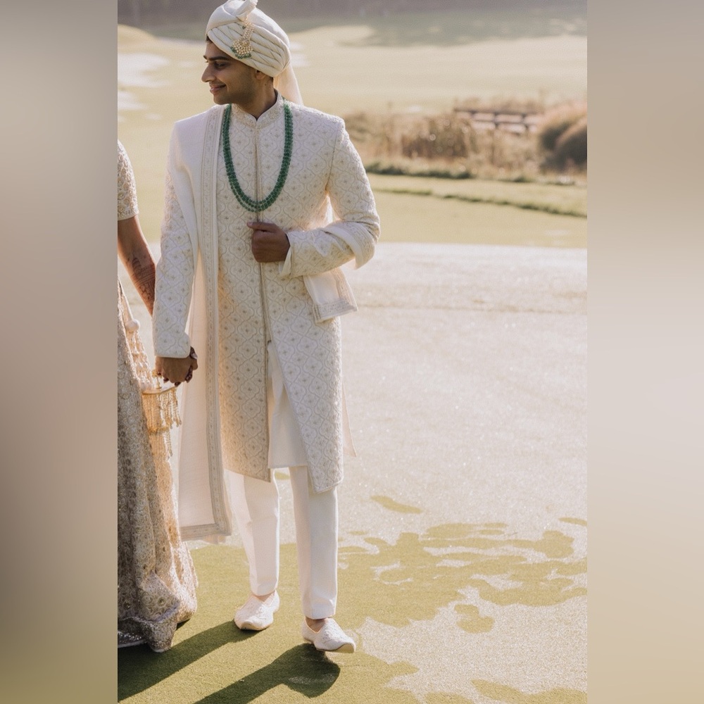Elegant Groom Cream Sherwani & Accessories